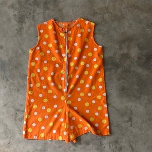Vintage 1960s polka dot romper jumpsuit overalls